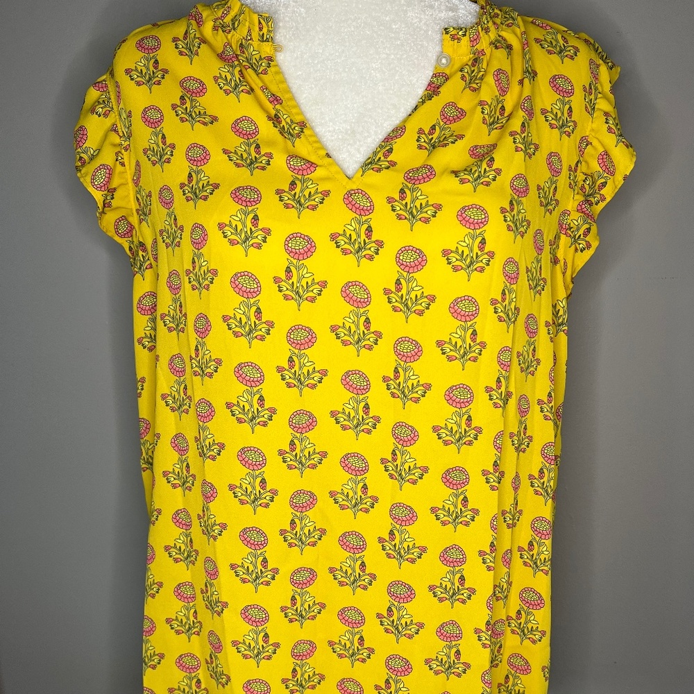 Loft Peony Ruffle Split Neck Blouse - Picture 4 of 4